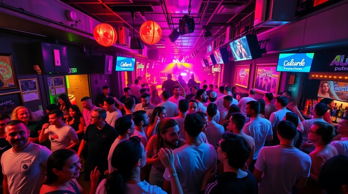 Albufeira buli klubjelenet fénnyel és emberekkel