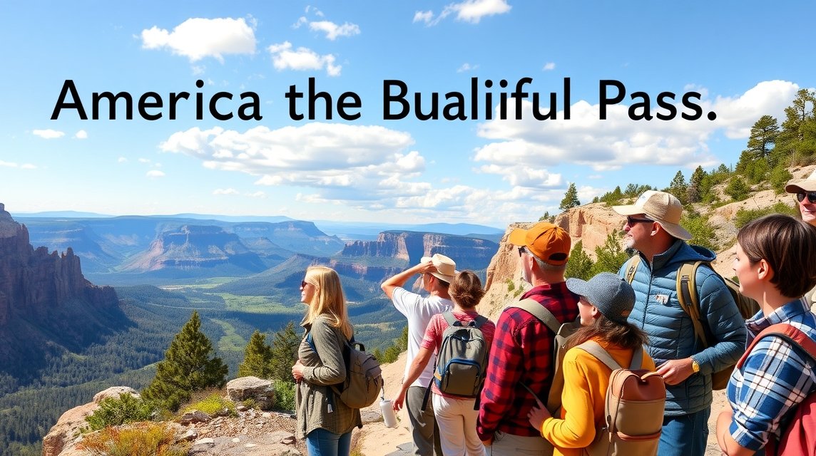 Csoportos túrázók a nemzeti parkban, America the Beautiful Pass.