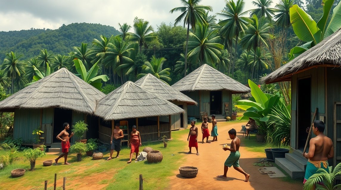 Baka pigmeus közösségek Batouriban, erdei élet és hagyományok.