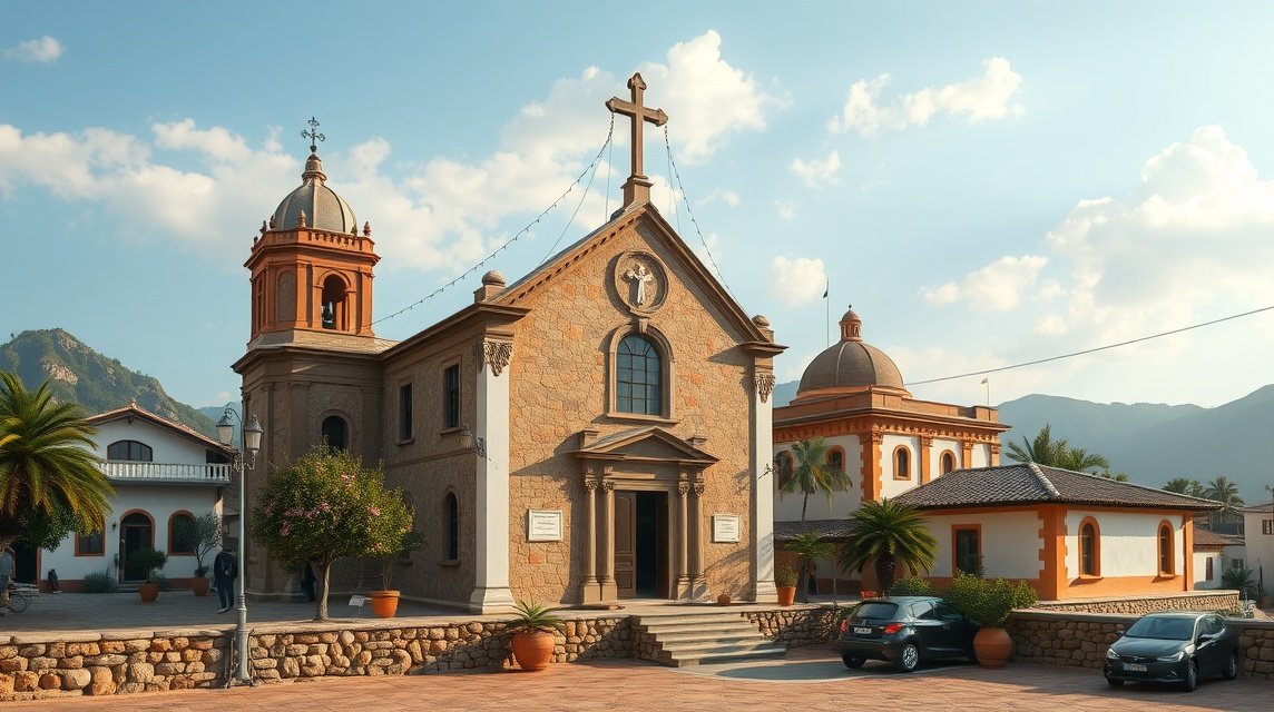 A Batouri protestáns misszió épületei és környezete