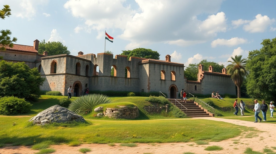 A régi német erőd maradványai Bertouában, Kamerunban.