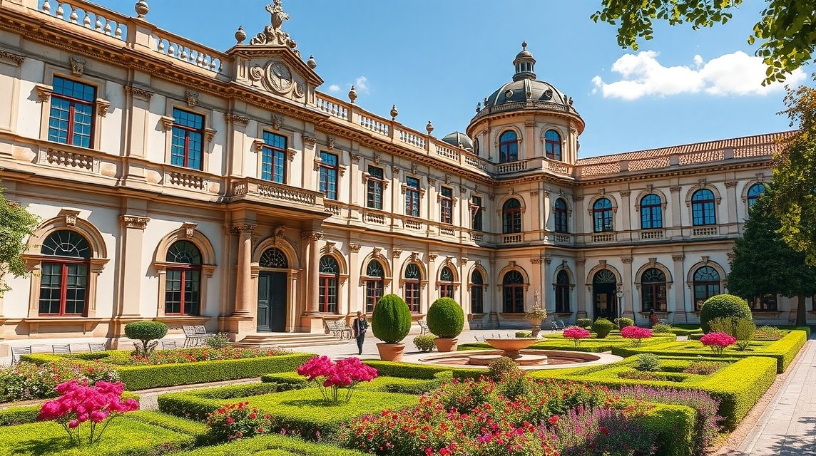 A Biscainhos Múzeum barokk kertje Bragában, Portugáliában.