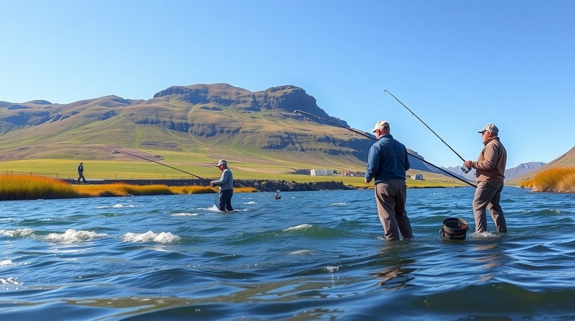 Horgászás Blåkrogban, Dánia gyönyörű tavai mellett.