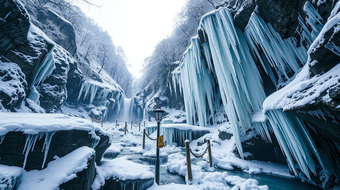 Breitachklamm télen: fagyott vízesések és jégcsapfüggönyök