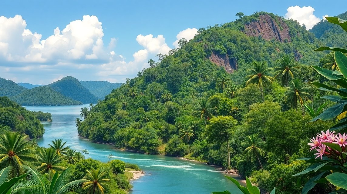 Campo Ma'an Nemzeti Park gyönyörű tája Kribi közelében