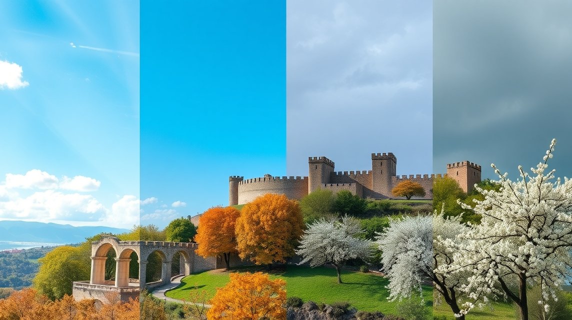 Castelo Branco négy évszakában: tavasz, nyár, ősz és tél szépségei.