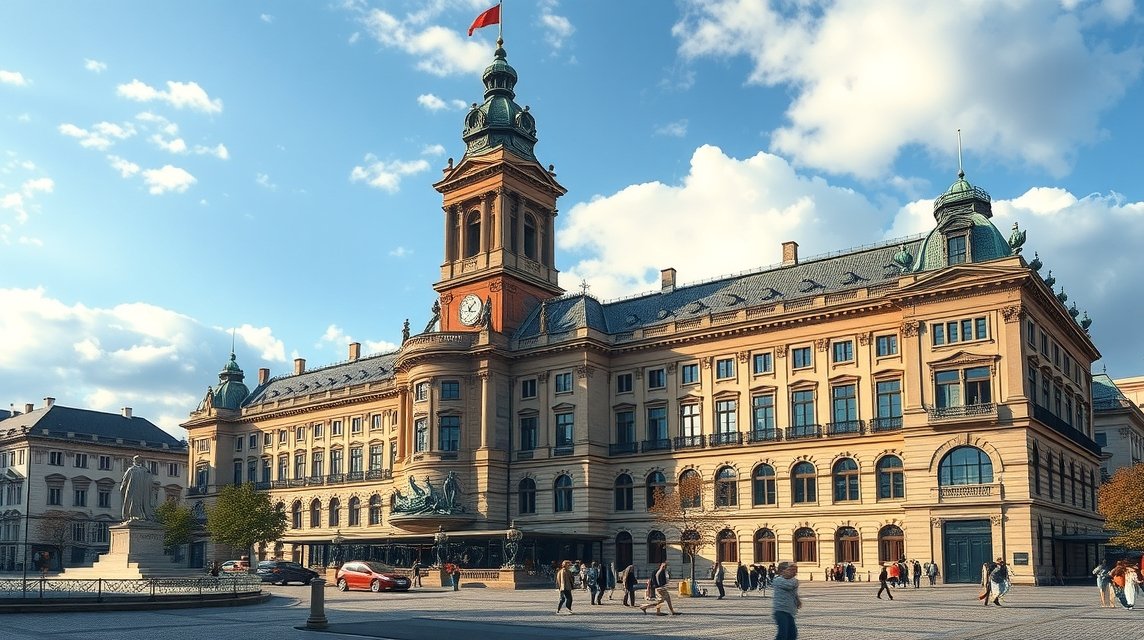A Christiansborg palota kívülről, Koppenhágában, Dánia.