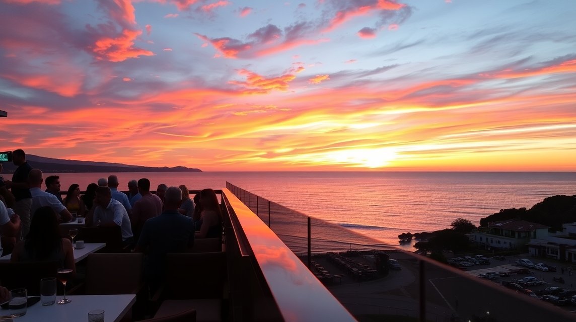 Csodás naplemente a Café del Mar előtt San Antonioban, Ibizán