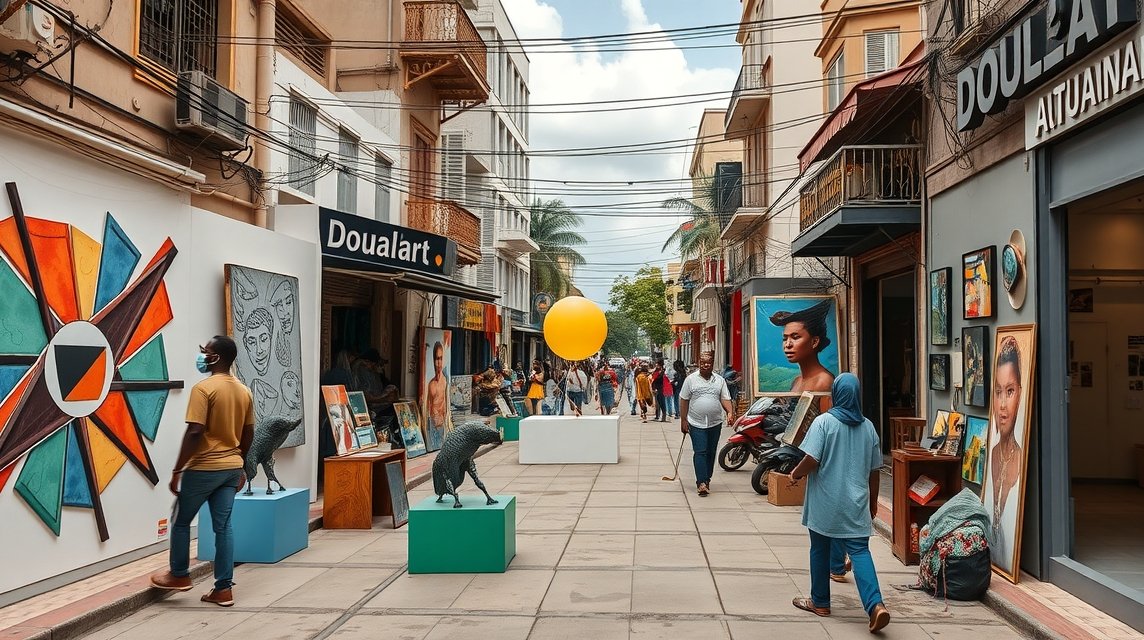Douala kortárs művészeti installációi és utcai élet
