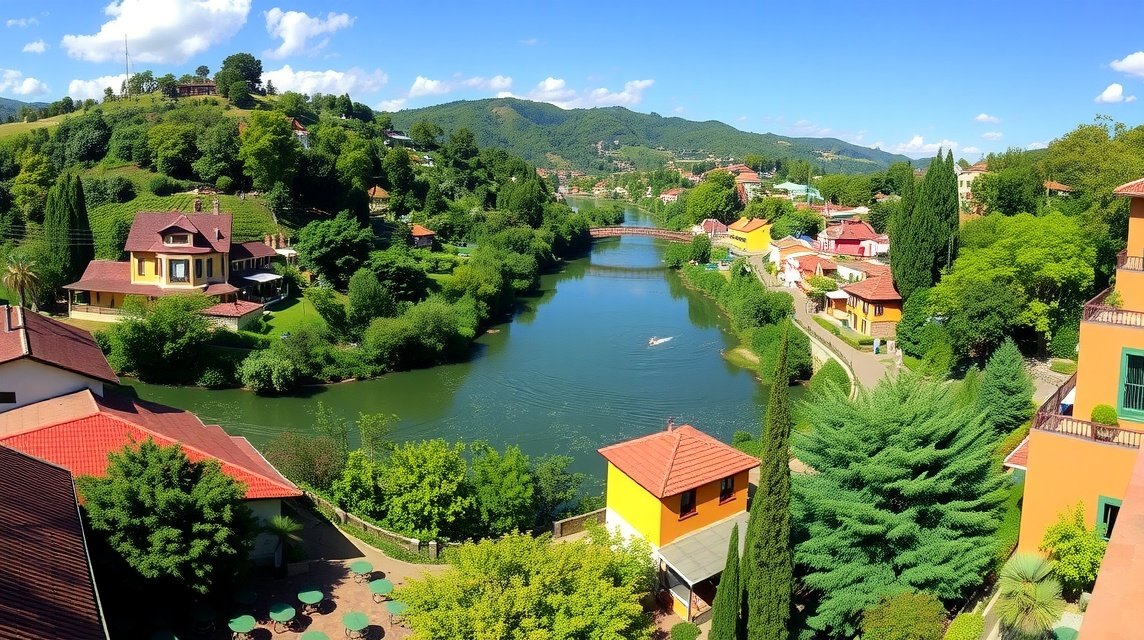 Kilátás a Sanaga folyóra és a buja zöldre Edéából.