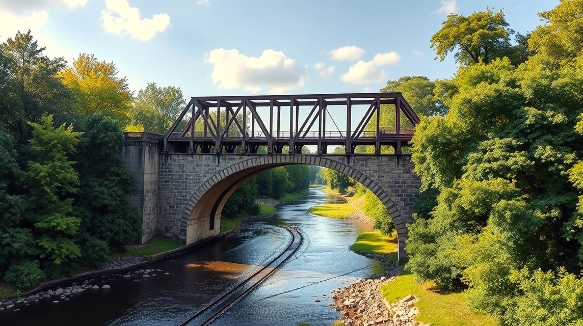 Régi vasúti híd Edéában, gyönyörű folyóparti panorámával