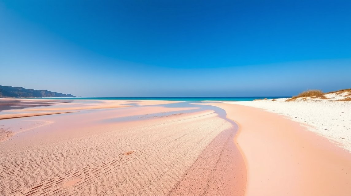 Elafonissi rózsaszín homok és sekély lagúnák Krétán