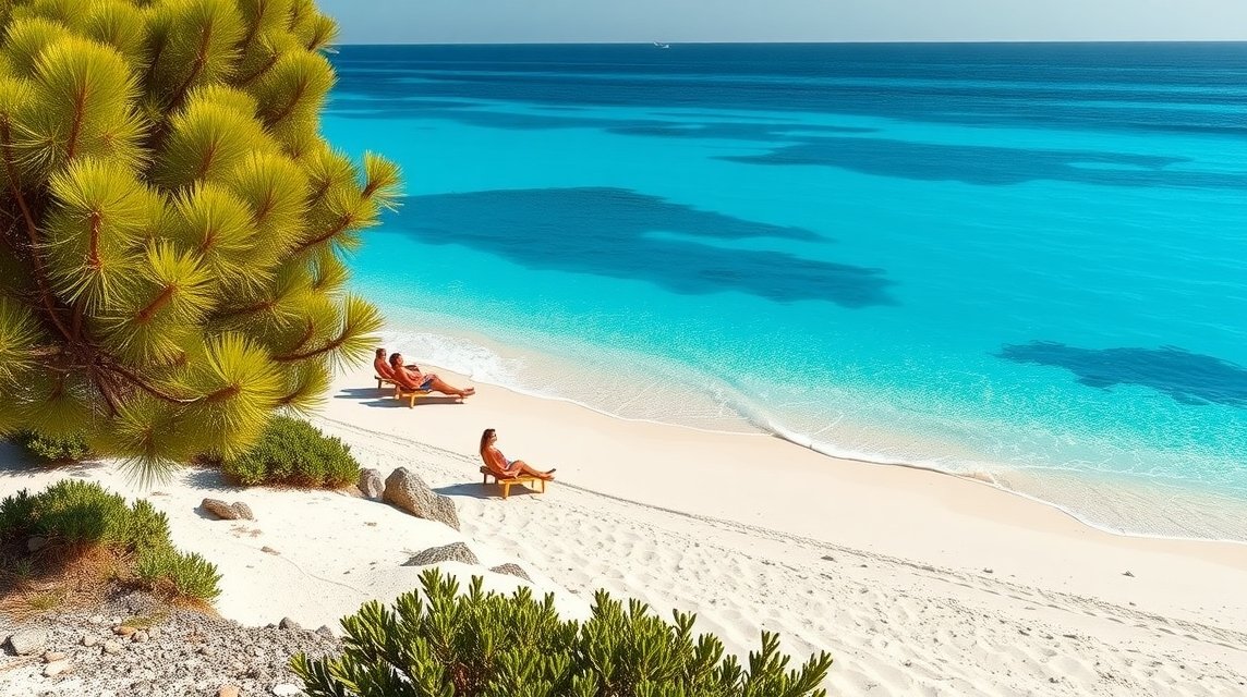 Pihenés a Simos Beach homokos partján Elafonissos szigetén