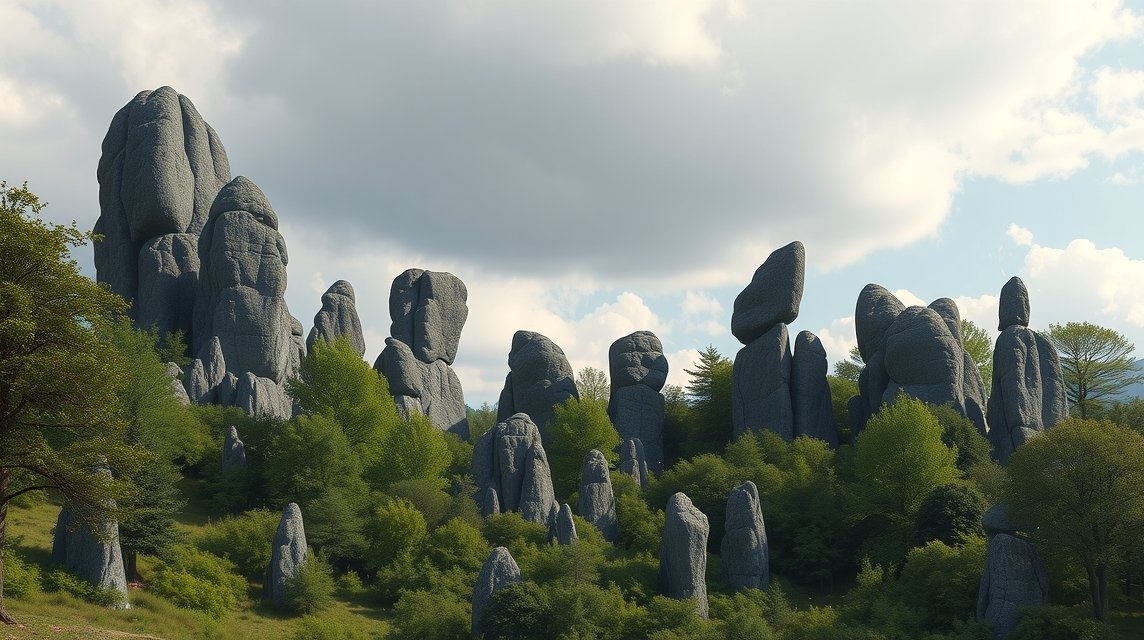 A Teutoburgi-erdő misztikus Externsteine sziklaformációi.