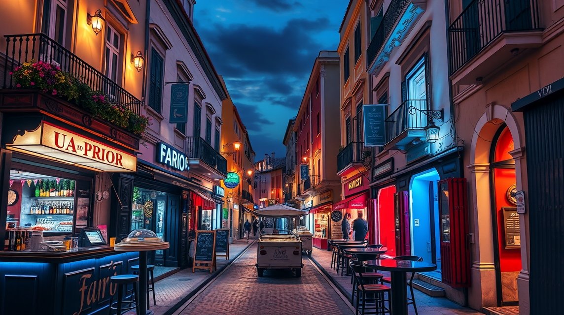 Faro éjszakai bárok a Rua do Prior utcában