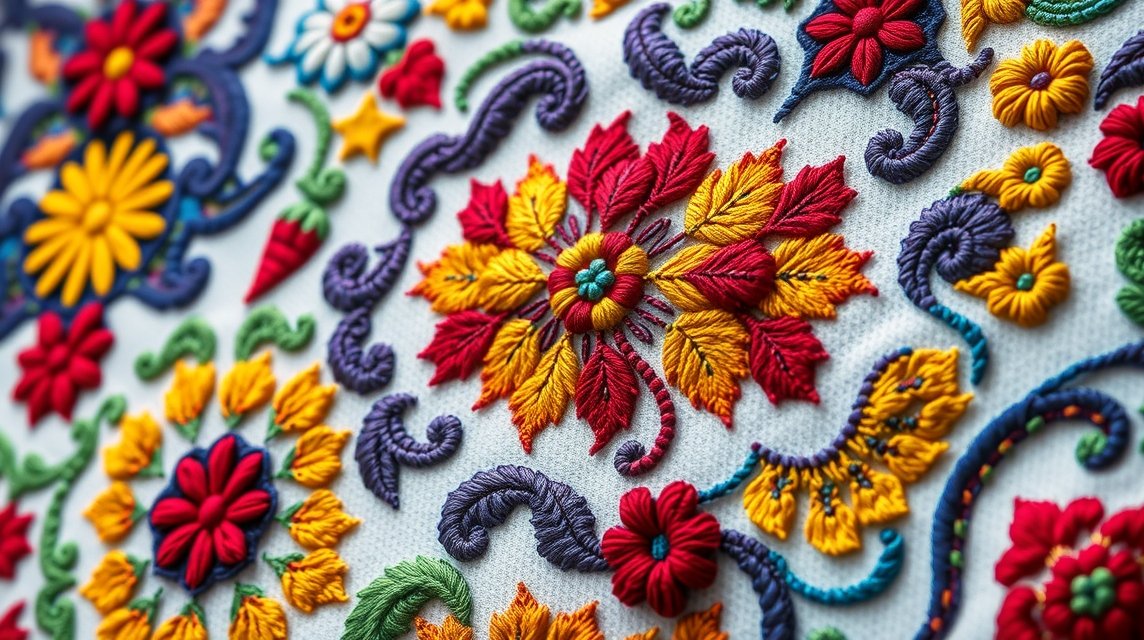 Részlet a híres Castelo Branco-i hímzés színes motívumairól.