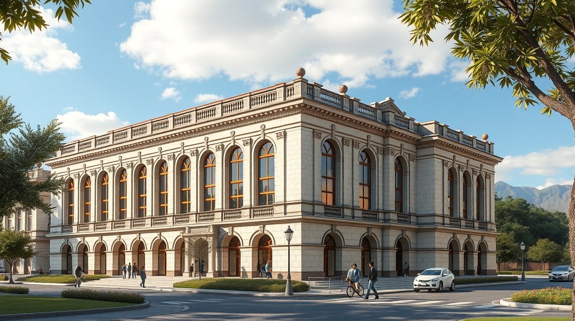 Castelo Branco Városi Könyvtár modern épülete és történelmi homlokzata