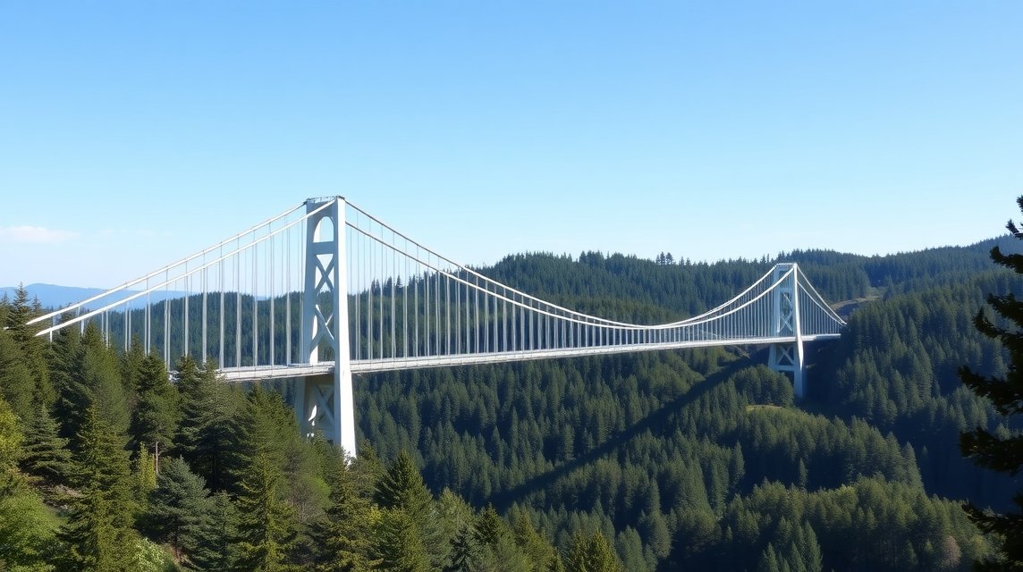 Geierlay függőhíd, a németországi látványosság lenyűgöző kilátással.