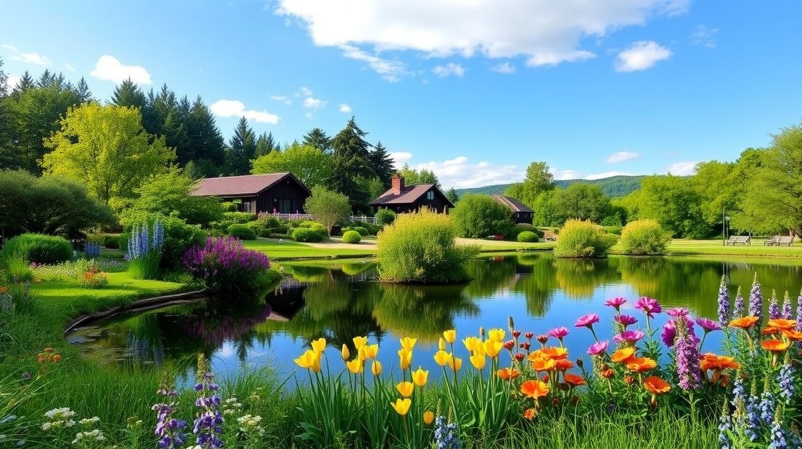 Kongskilde Naturcenter és tó - zöld oázis virágokkal és vízparttal