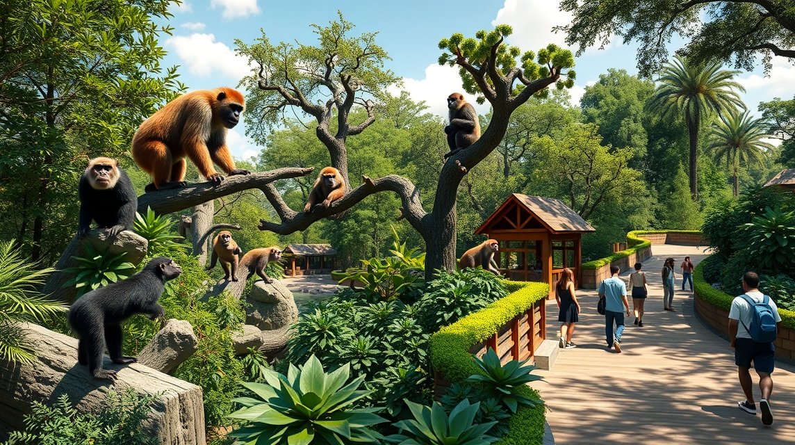 Főemlősök a Mvog-Betsi Állatkertben Yaoundéban