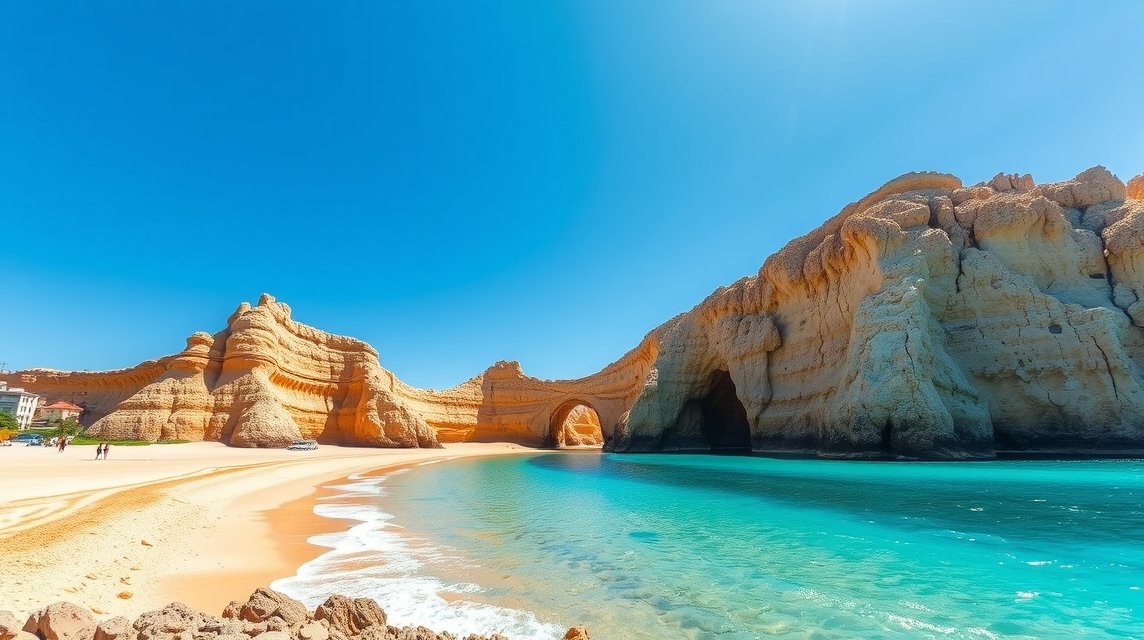 Albufeira látnivalók - Praia de São Rafael sziklaformációi 1 Praia de São Rafael sziklaformációi és homokos tengerpartja