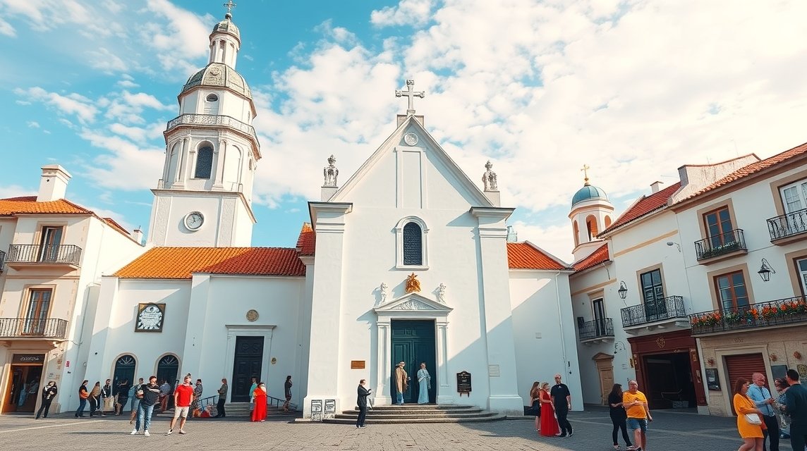 São Gonçalinho kápolna Aveiróban, szép égen át.