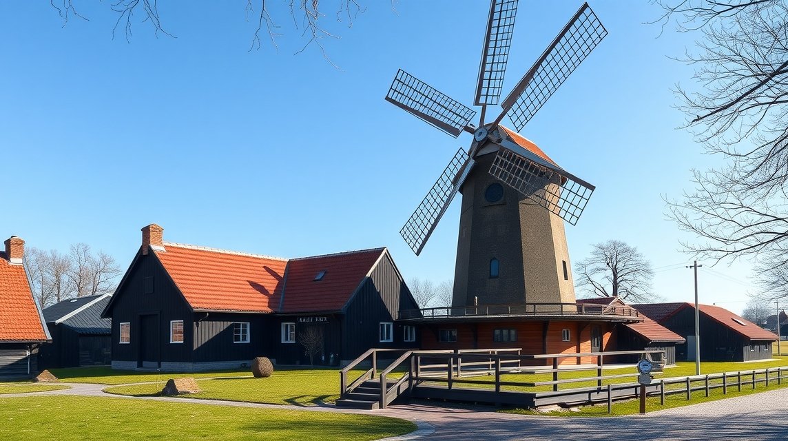 A Skovsgaard Malom- és Pékmúzeum szélmalma Slagelse-ben, Dánia.