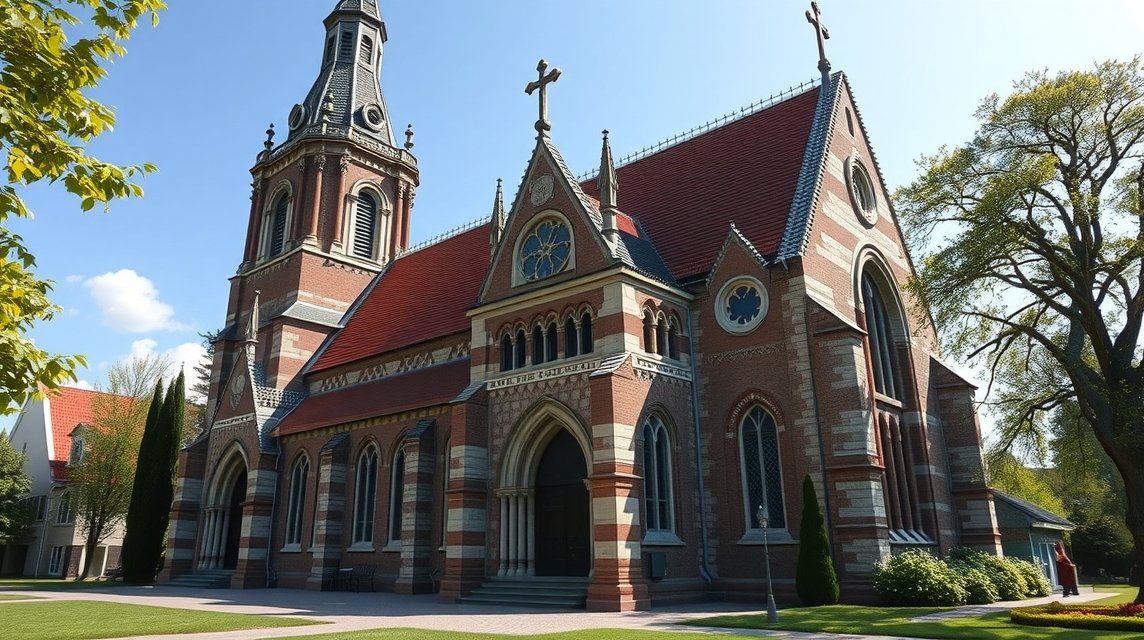 A Szent Mihály-templom gyönyörű architektúrája Slagelse városában.