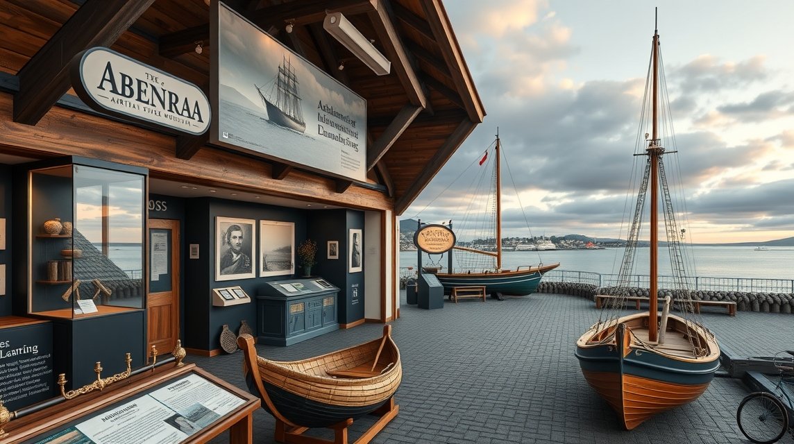 Az Aabenraa Múzeum kültéri kiállítása tengerészeti hajómodellekkel.