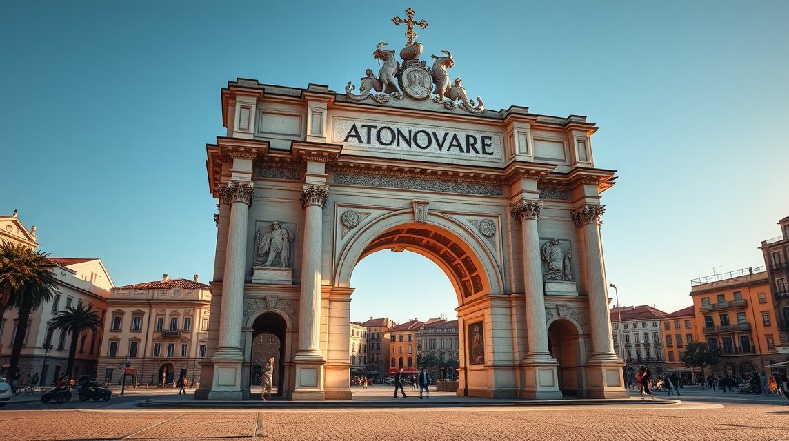 Braga Arco da Porta Nova diadalív a városban, barokk stílusban