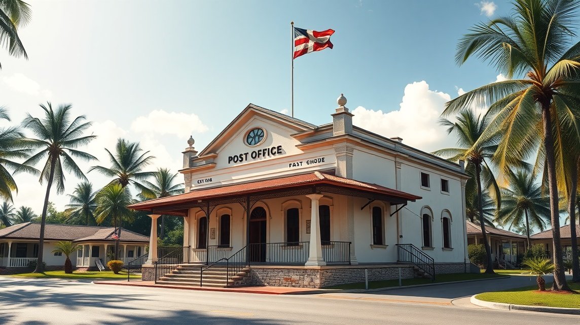 A Batouri gyarmati postaépülete, francia koloniális stílusban.