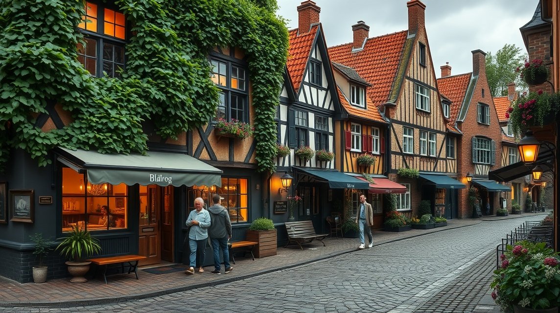 Blåkrog történelmi fogadói Dánia festői utcáján