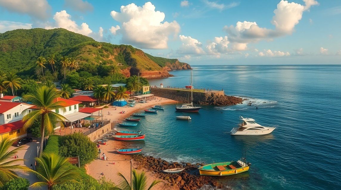 Boca de Tomatlán halászfalu Puerto Vallartában, gyönyörű öböllel és hajókkal.