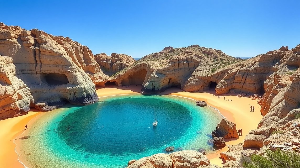 Cabo San Lucas Santa Maria Beach védett öble napfényben