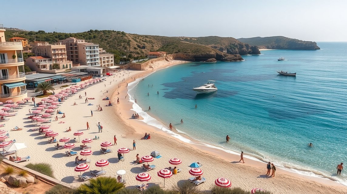 Le Lavandou gyönyörű tengerpartjának panorámája