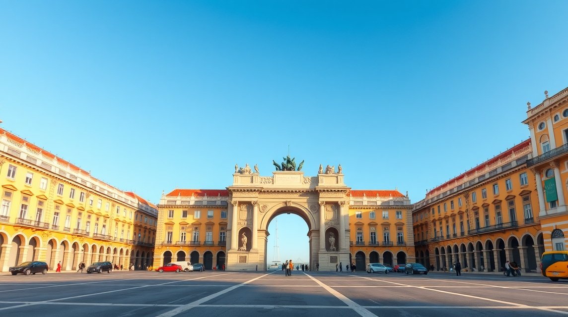 A Lisszabonban található Diadalív a Praça do Comércio mellett