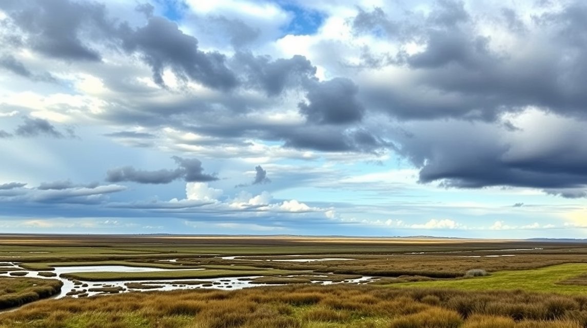 Tøndermarsken mocsárvidék panorámája Dániában