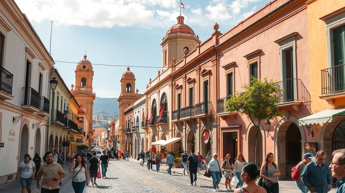 Oaxaca történelmi belvárosa, ahol a helyi kultúra és turizmus találkozik.