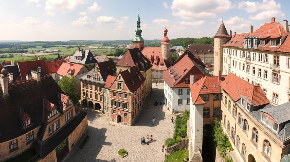 Rothenburg ob der Tauber történelmi városrészének panorámája.