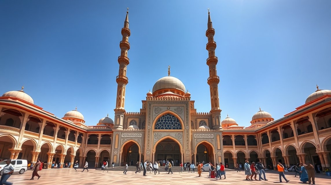 A Központi Mecset Yaoundéban, Kamerun impozáns épülete.