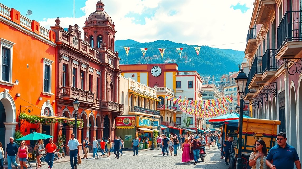 A vibráló Barrio Antiguo utcái Monterreyben, Mexikóban.
