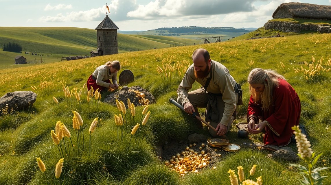 Rekonstrukció a Boeslunde-i arany faluban, ahol bronzkori kincsek kerülnek elő.