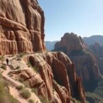 Túrázó felfedezi az Angels Landing csodás táját a Zion kanyonban.