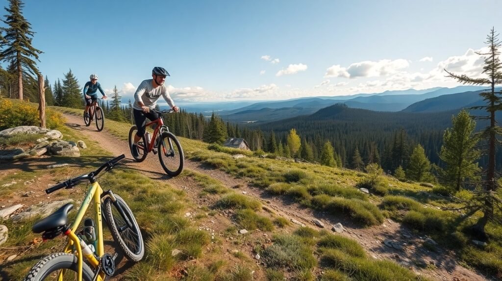 Hegyi kerékpározás a Svinkløv ültetvény közelében
