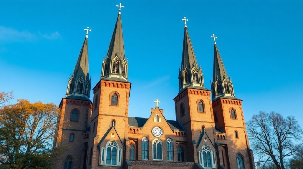 A Miasszonyunk-templom öt tornya Kalundborgban, Dánia