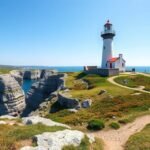 Røsnæs világítótorony Kalundborg közelében, sziklás partokkal