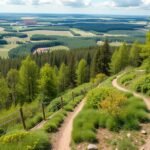 Røsnæs Natúrpark ösvényei Kalundborg közelében, gyönyörű tájjal.