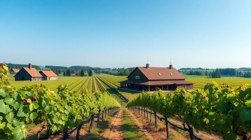 A Dyrehøj Vingård szőlőültetvénye Kalundborgban, Dánia