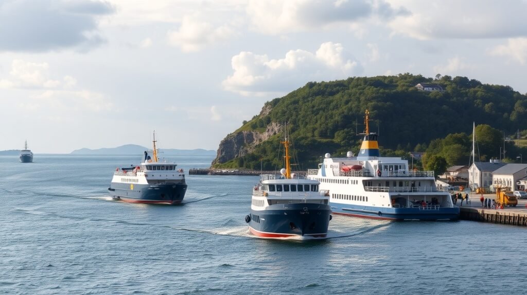 Kompok Kalundborgban a Samsø szigetére vezető úton