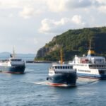 Kompok Kalundborgban a Samsø szigetére vezető úton